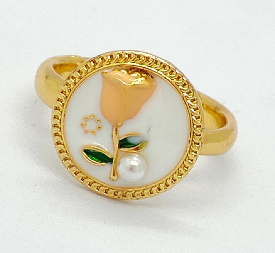 Gold-Plated Rose Emblem Rings