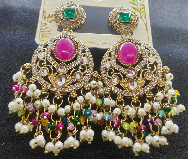 Exquisite Kundan & Pearl Jhumka Earrings - Multicolor Charm