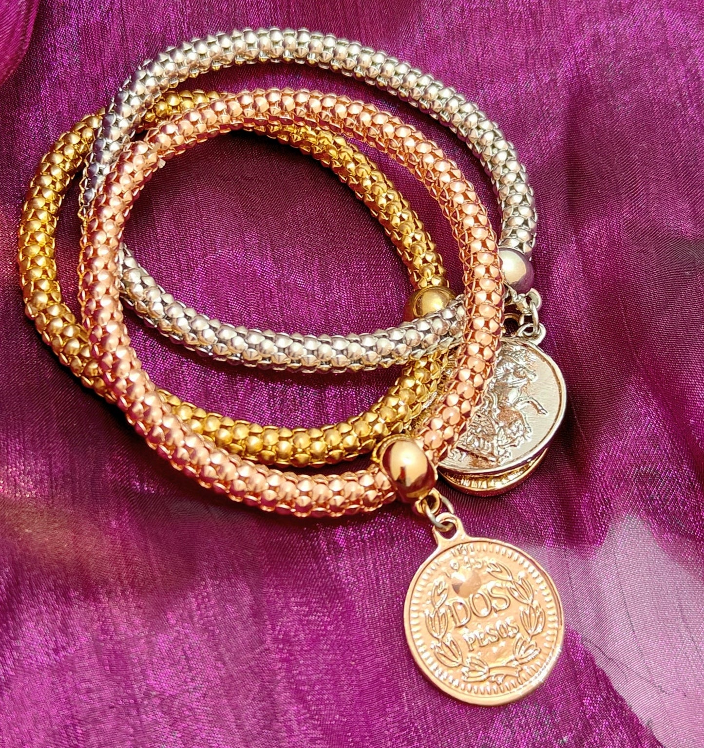 3-Tone Charm Bangles