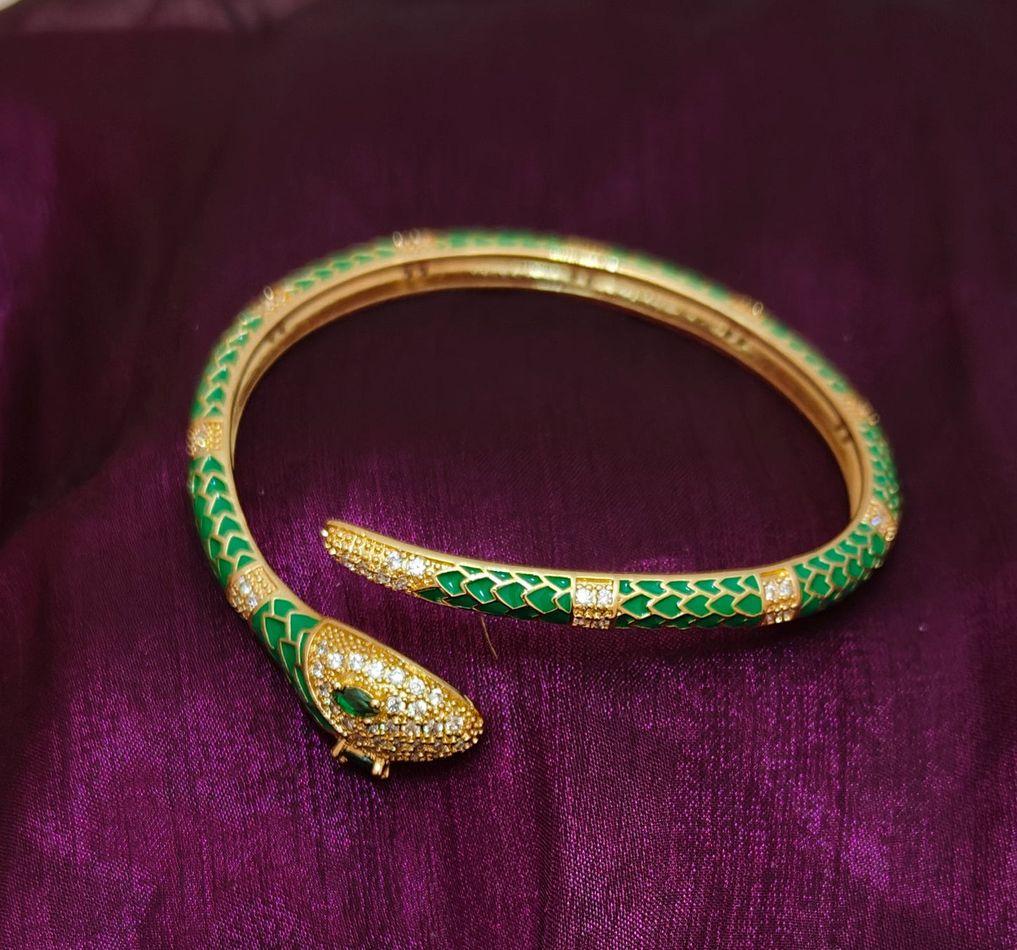 Green Cobra Crystal Bangle