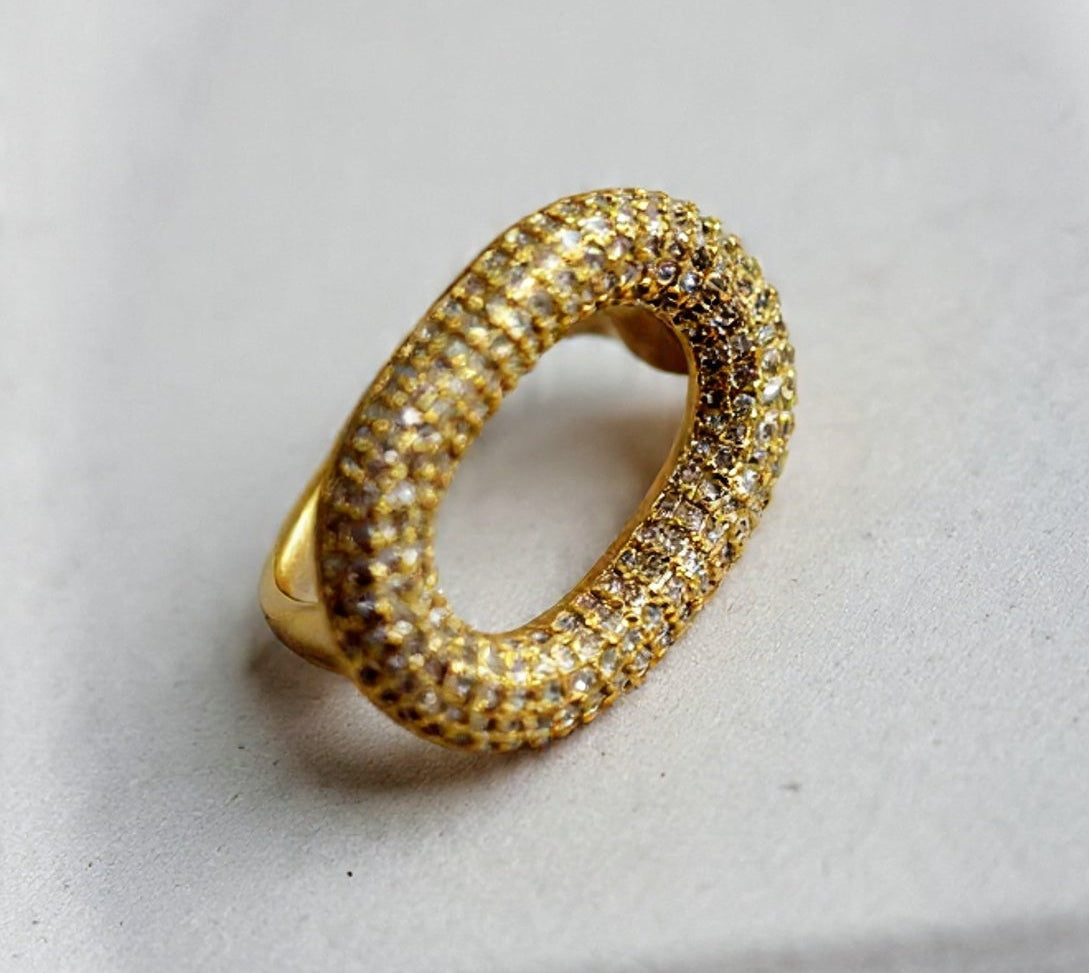 Oval Aura Micro-Pave Gold Ring