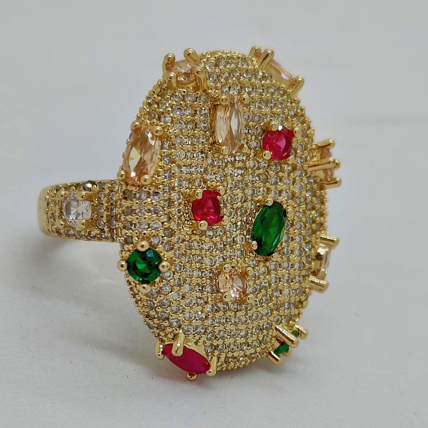 Royal Multi-Stone Gold Statement Ring | Premium Party & Wedding Wear Jewelry