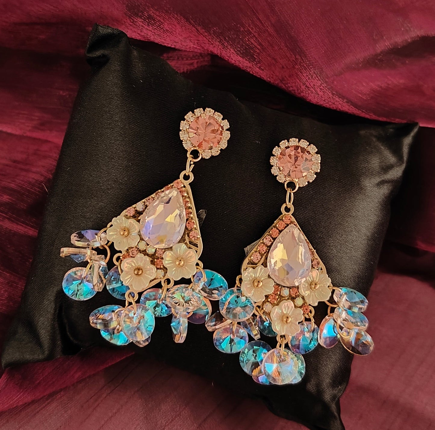 Pearl Blossom Crystal Earrings