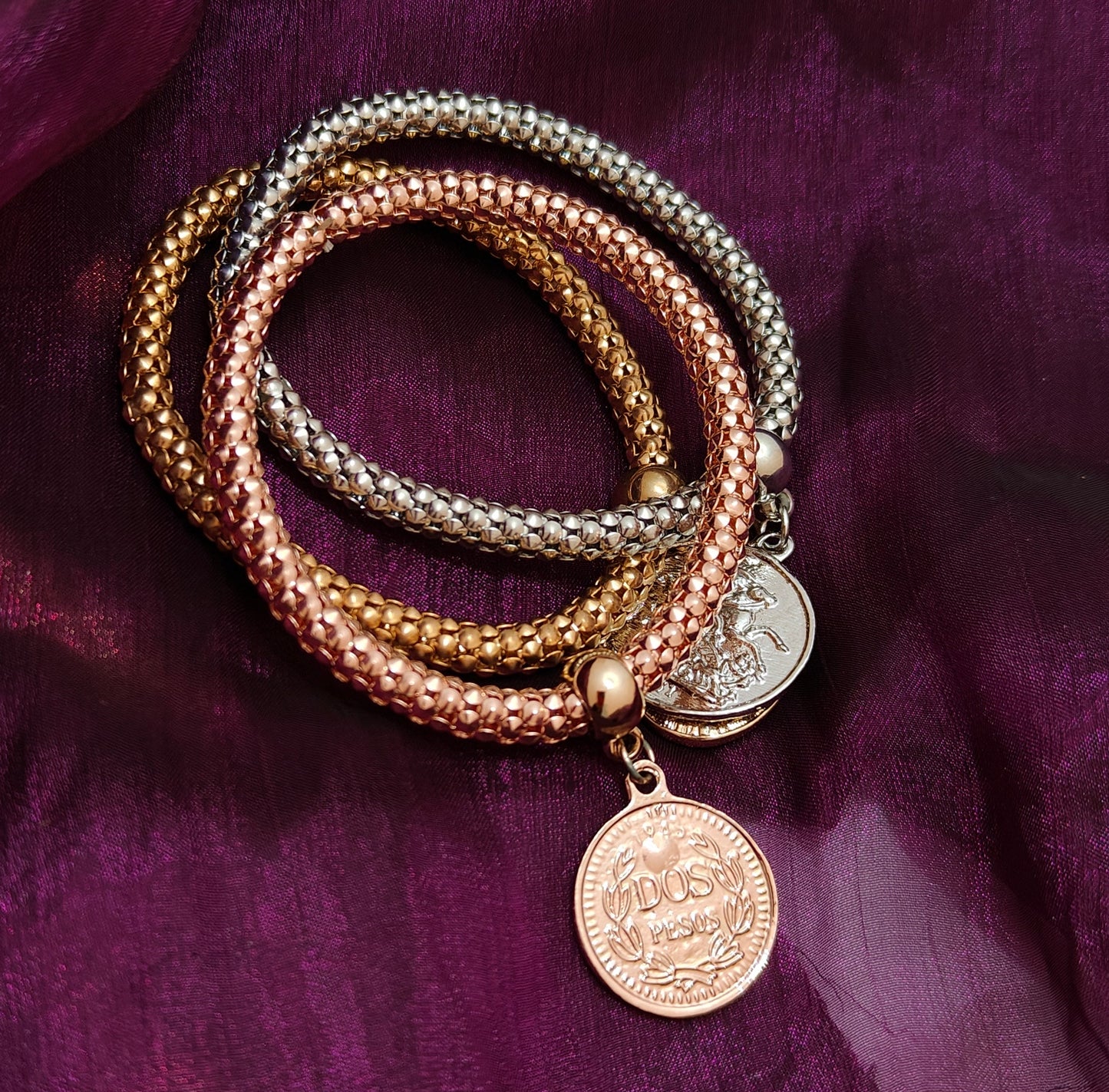 3-Tone Charm Bangles
