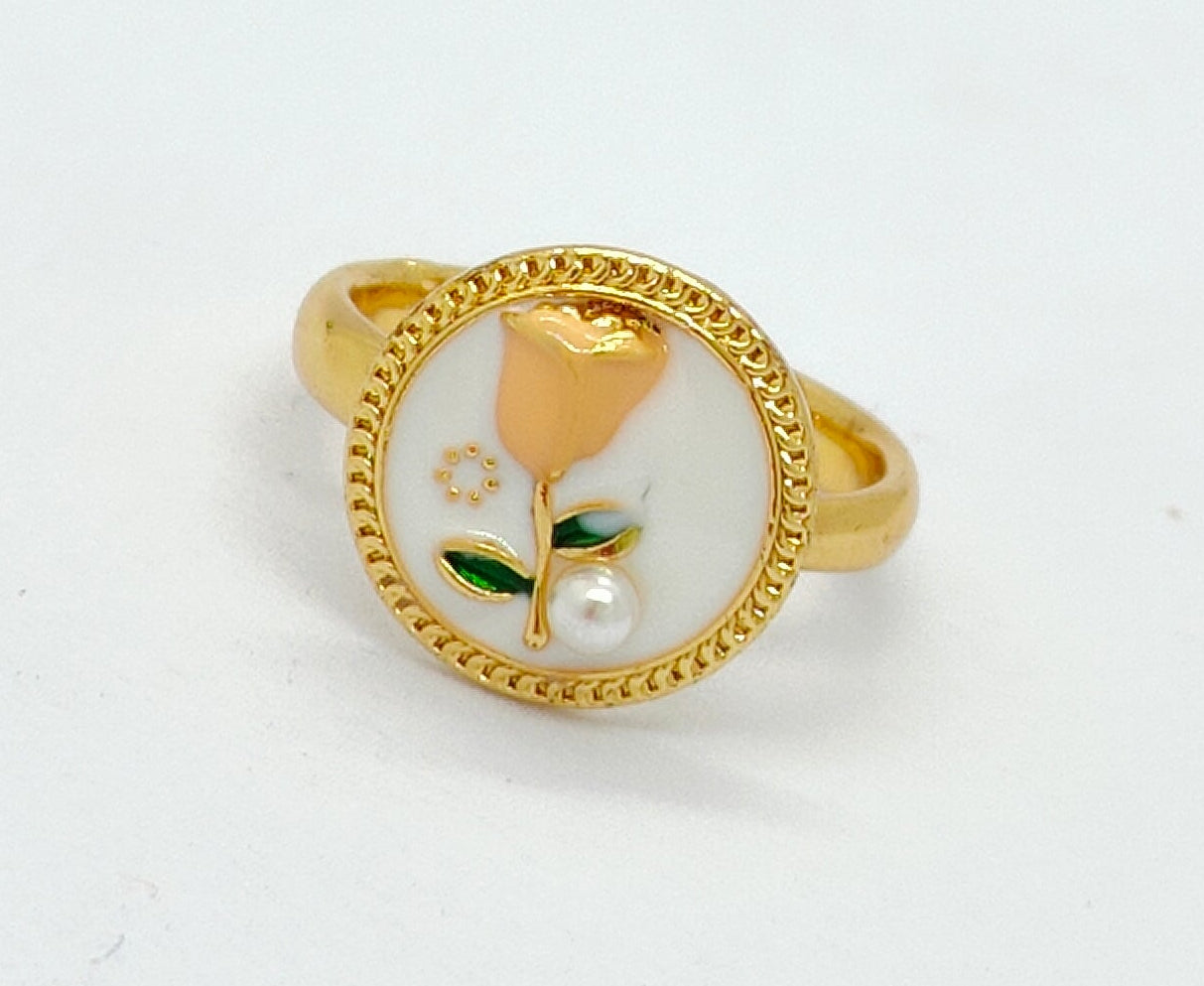 Gold-Plated Rose Emblem Rings