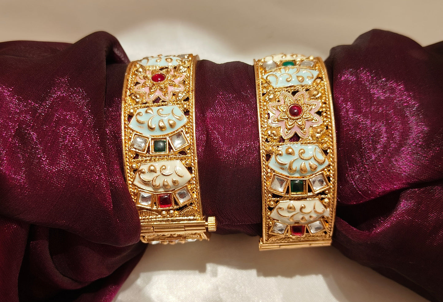 Temple Art Meenakari Gold-Tone Bangles