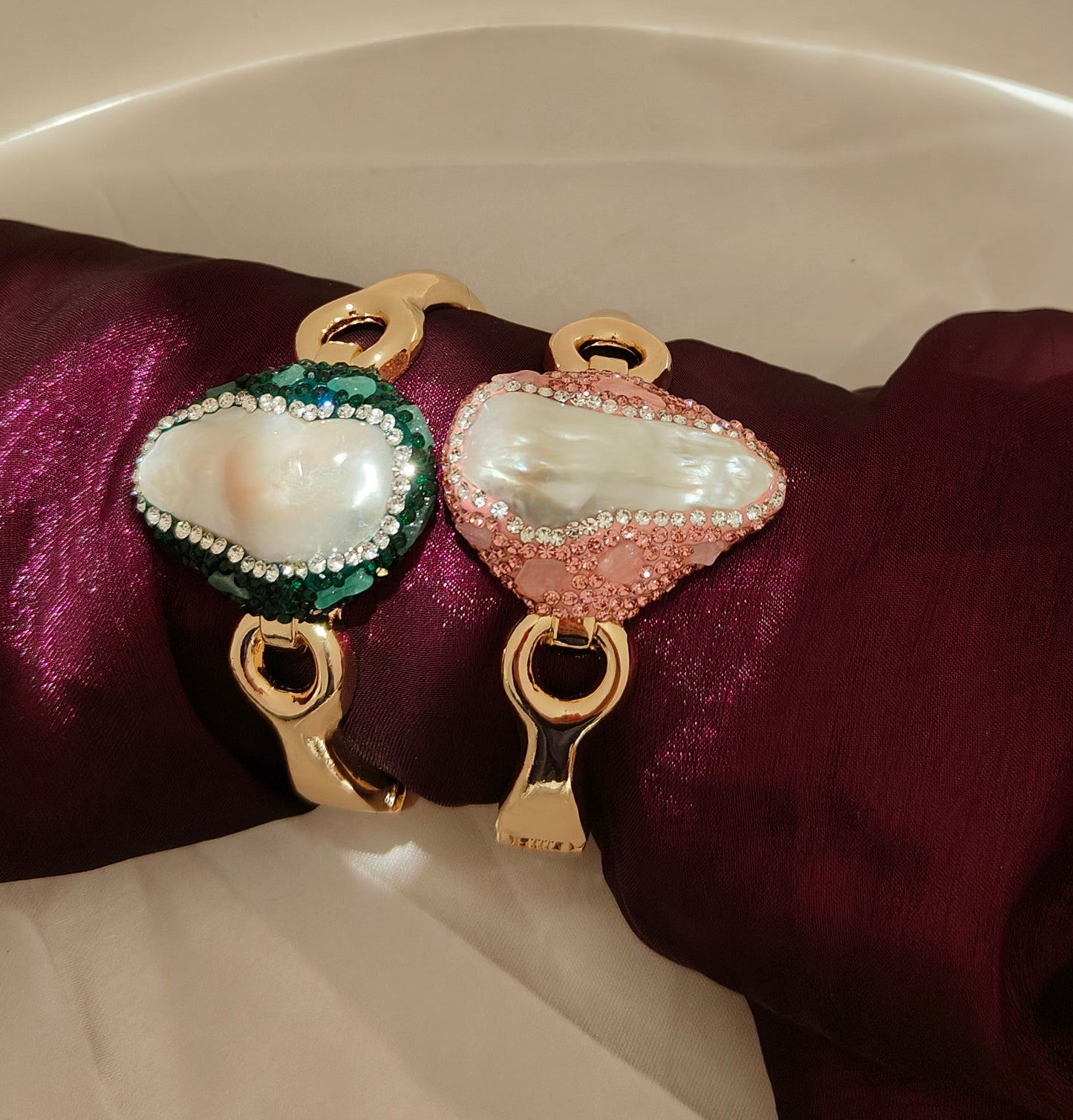 Pearl Majesty Statement Bracelet Pink Colour