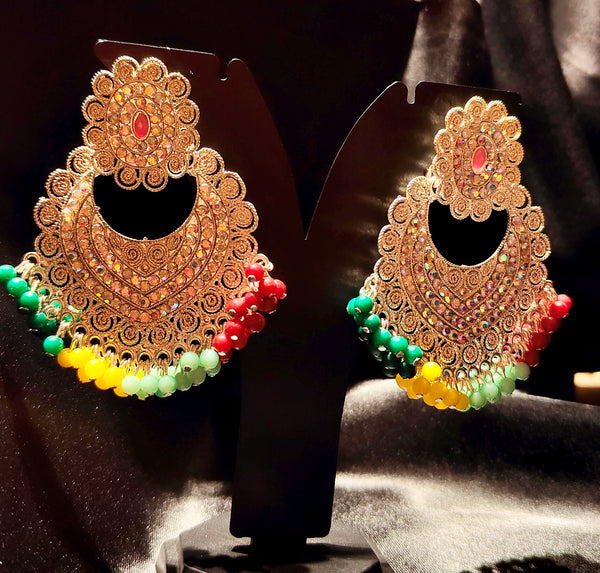 Royal Riwaaz Multicolor Beaded Chandbali Earrings