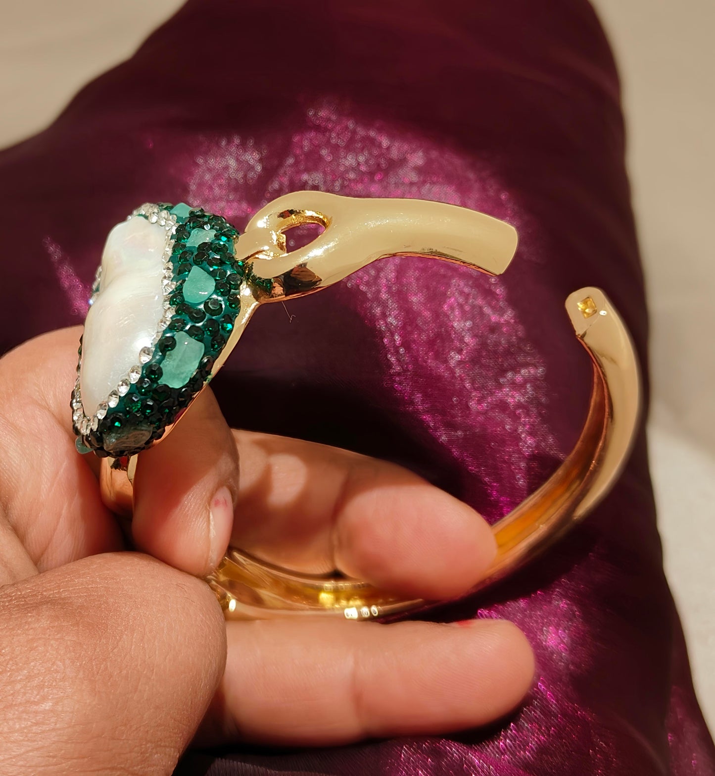 Pearl Majesty Statement Bracelet Green Colour