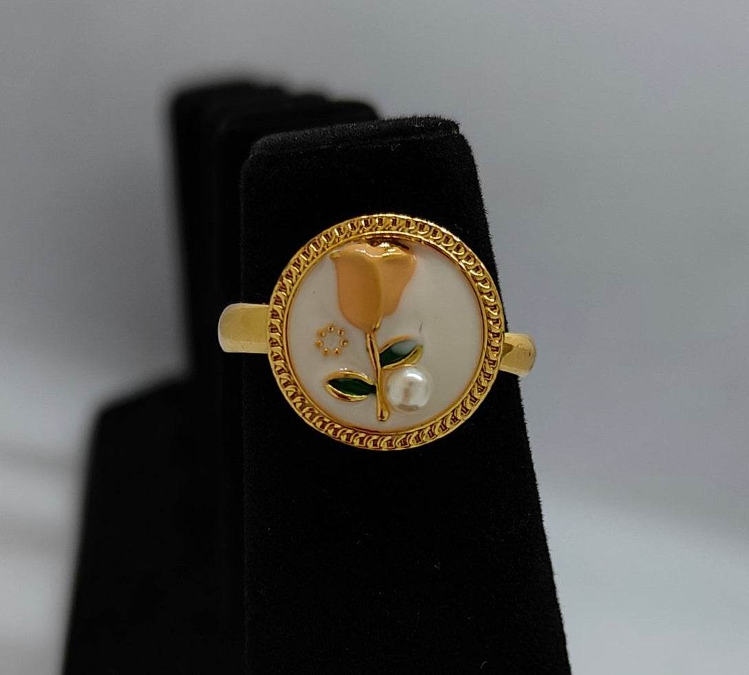 Gold-Plated Rose Emblem Rings