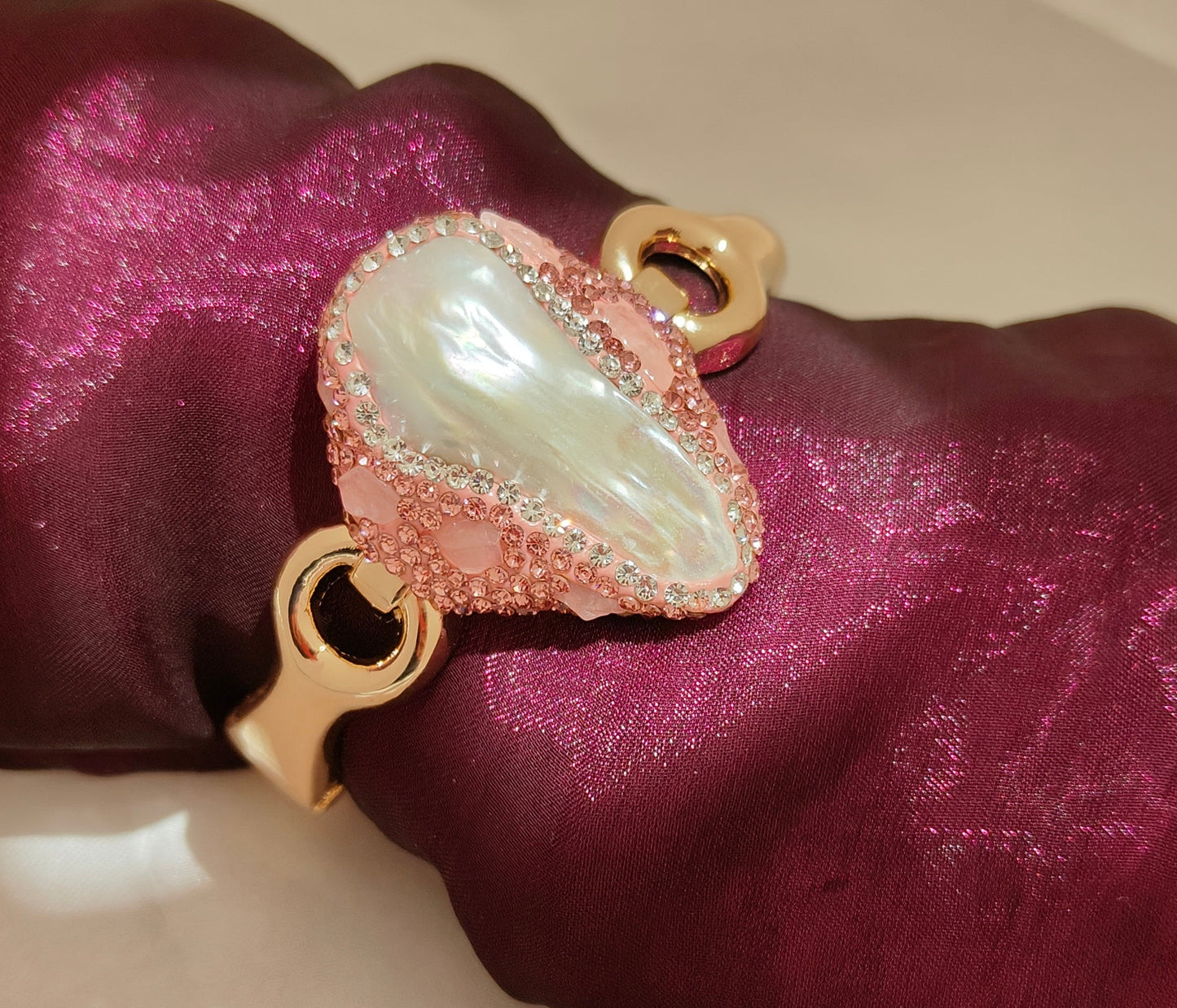 Pearl Majesty Statement Bracelet Pink Colour