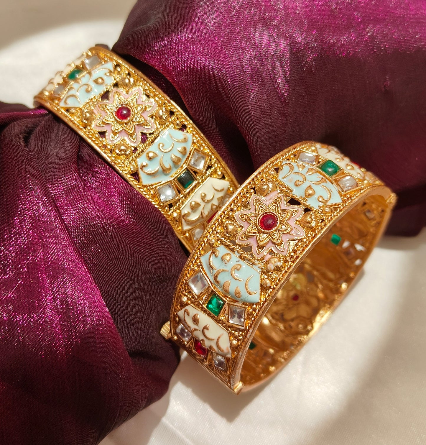 Temple Art Meenakari Gold-Tone Bangles