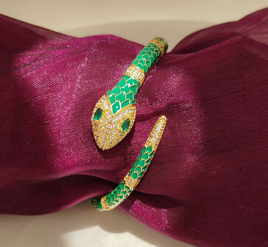 Green Cobra Crystal Bangle