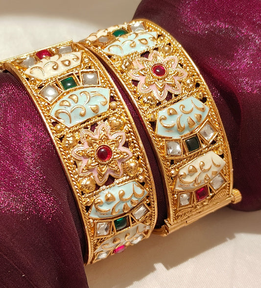 Temple Art Meenakari Gold-Tone Bangles
