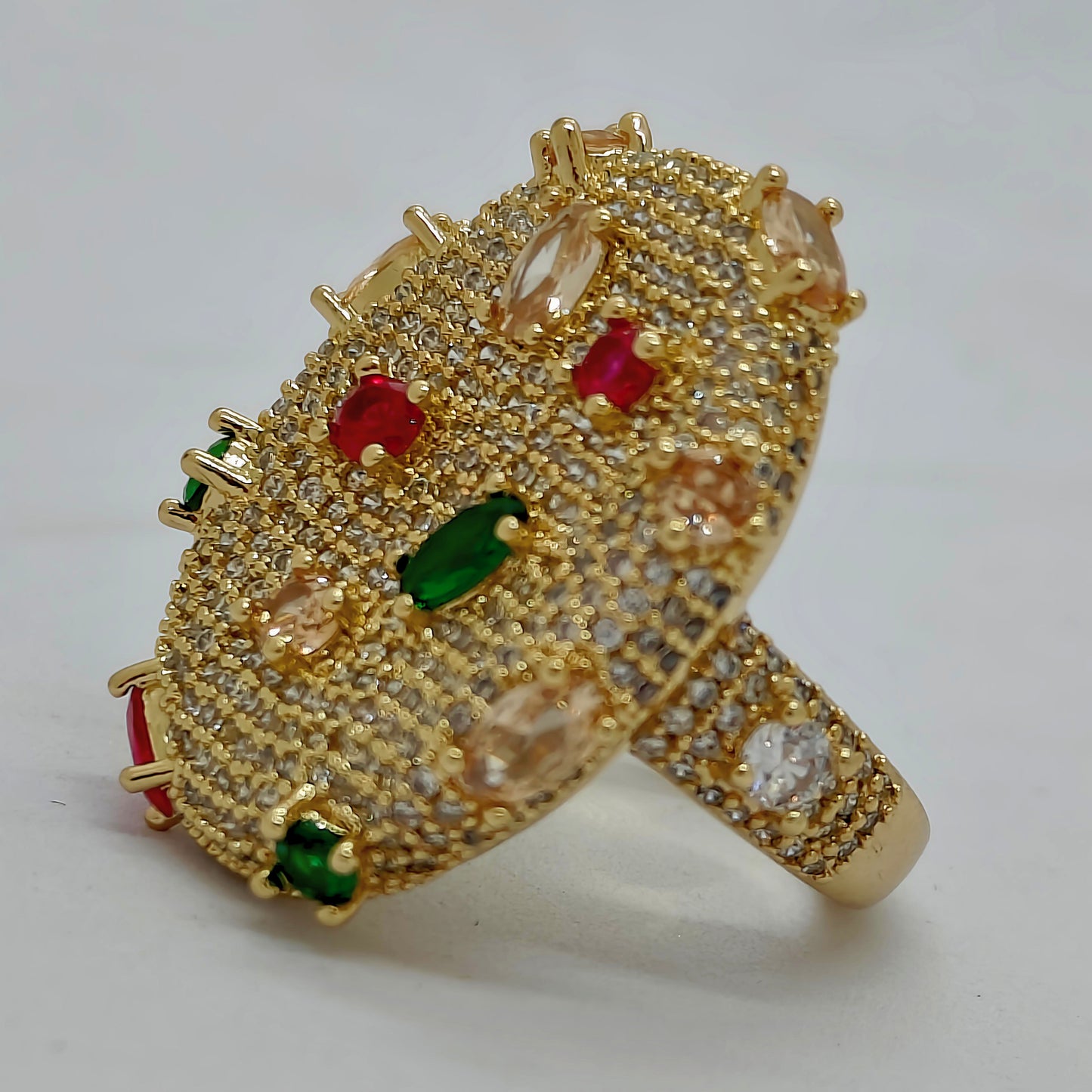 Royal Multi-Stone Gold Statement Ring | Premium Party & Wedding Wear Jewelry