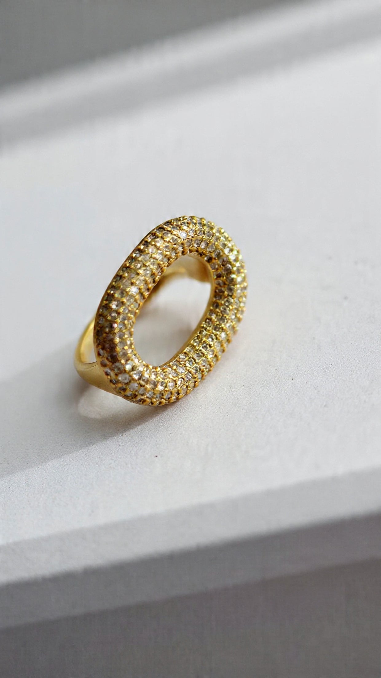 Oval Aura Micro-Pave Gold Ring