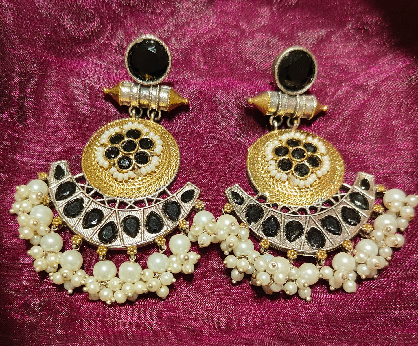 Kashmiri Noir Chandbali Earrings