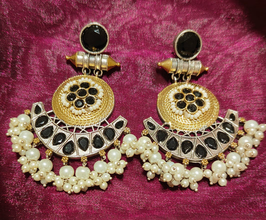 Kashmiri Noir Chandbali Earrings