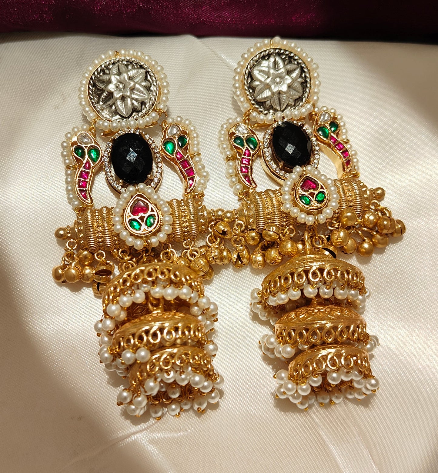 Royal Black Rajwadi Kashmiri Jhumka