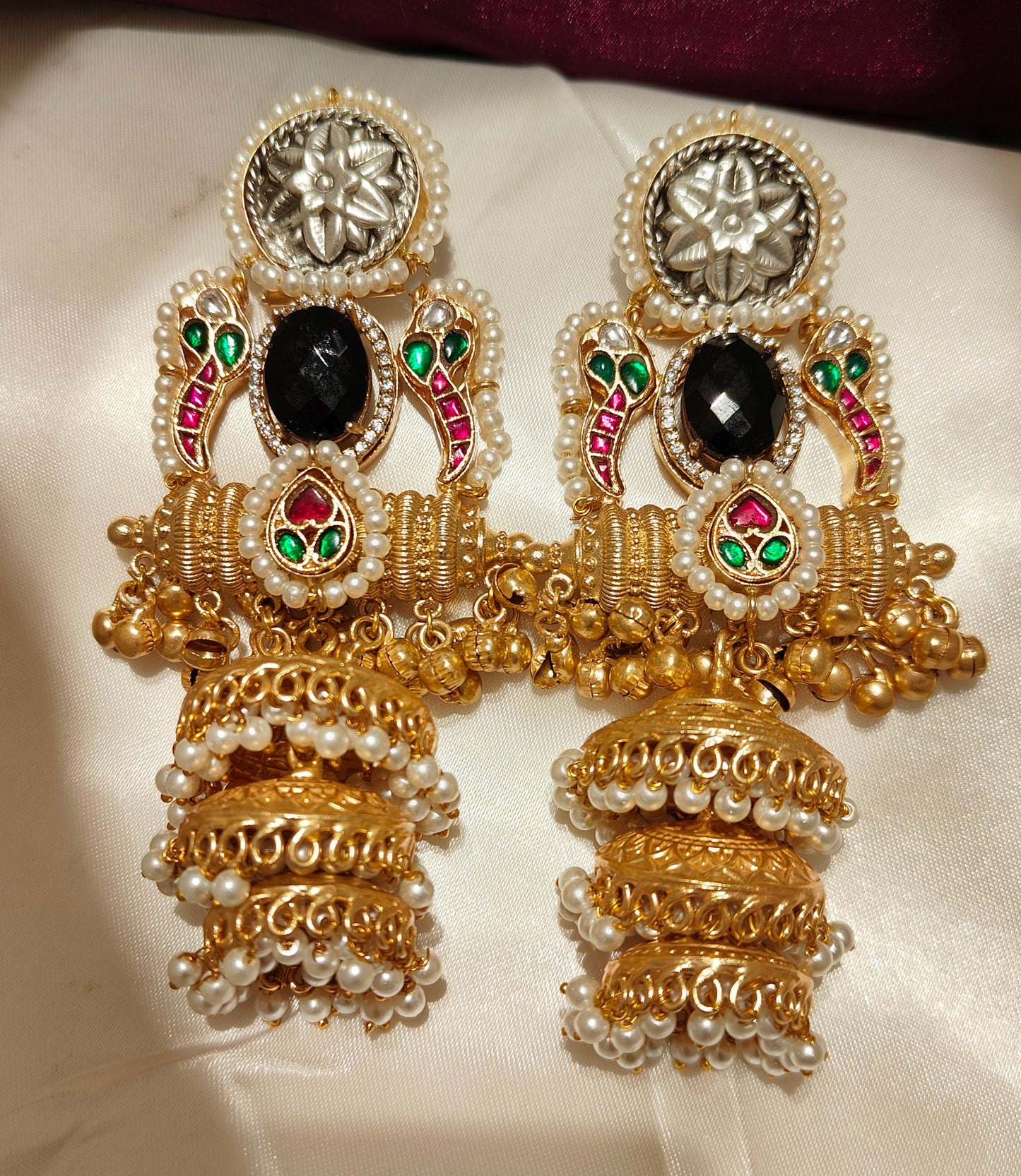 Royal Black Rajwadi Kashmiri Jhumka