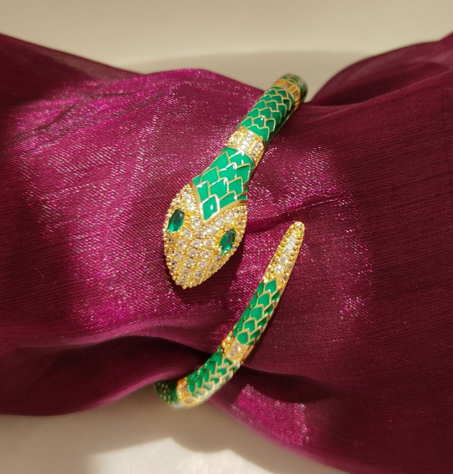Green Cobra Crystal Bangle