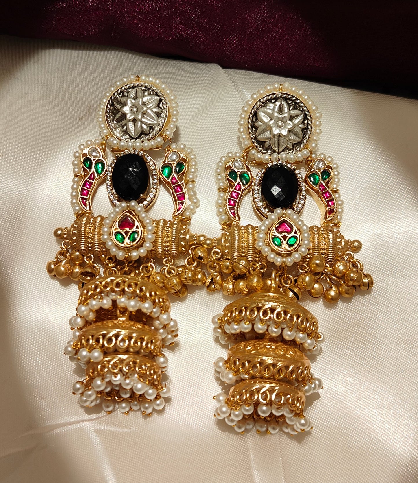 Royal Black Rajwadi Kashmiri Jhumka